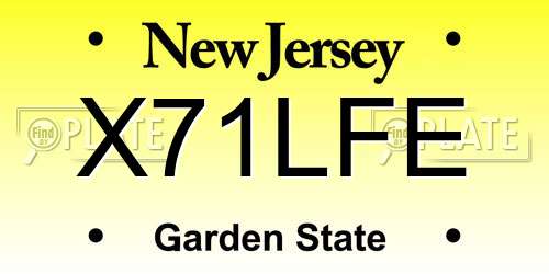 X71LFE New Jersey License Plate
