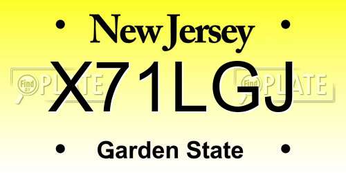 X71LGJ New Jersey License Plate
