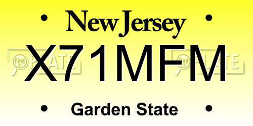 X71MFM New Jersey License Plate