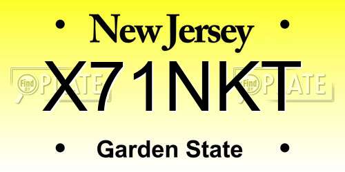 X71NKT New Jersey License Plate