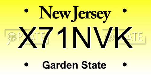 X71NVK New Jersey License Plate