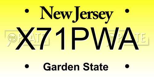 X71PWA New Jersey License Plate