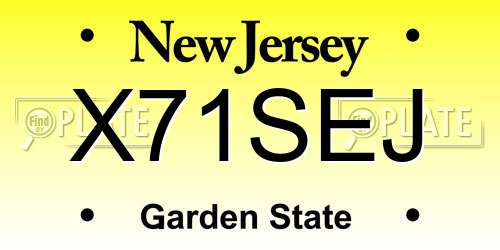 X71SEJ New Jersey License Plate
