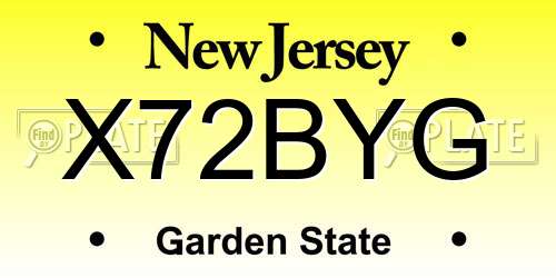 X72BYG New Jersey License Plate