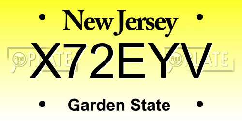 X72EYV New Jersey License Plate