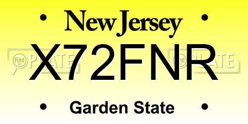 X72FNR New Jersey License Plate