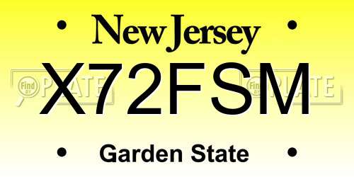 X72FSM New Jersey License Plate