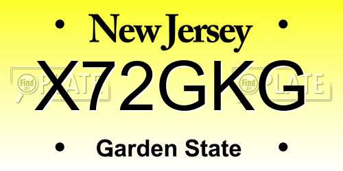 X72GKG New Jersey License Plate