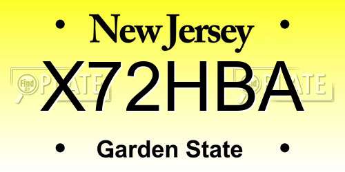 X72HBA New Jersey License Plate