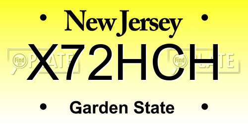 X72HCH New Jersey License Plate