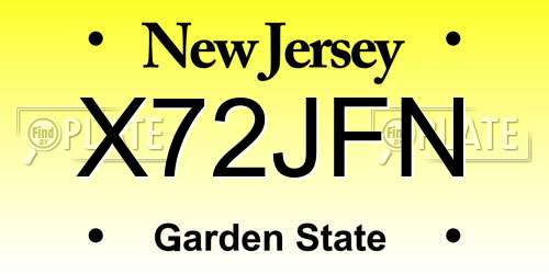 X72JFN New Jersey License Plate