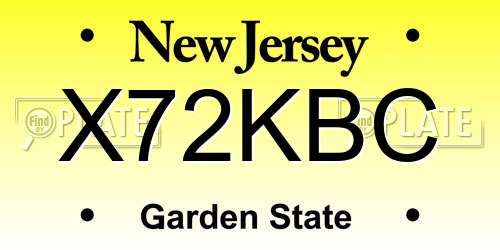X72KBC New Jersey License Plate