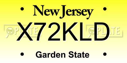 X72KLD New Jersey License Plate