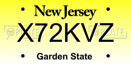 X72KVZ New Jersey License Plate