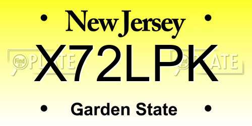 X72LPK New Jersey License Plate