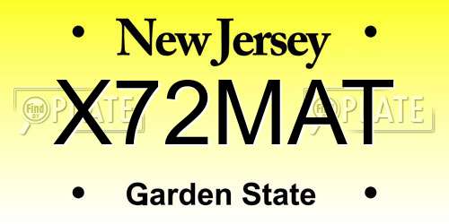 X72MAT New Jersey License Plate