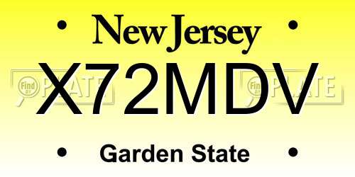 X72MDV New Jersey License Plate