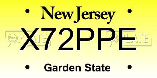 X72PPE New Jersey License Plate