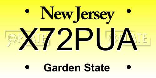 X72PUA New Jersey License Plate