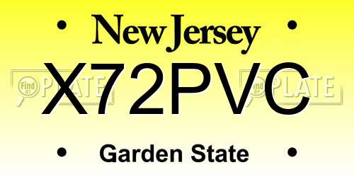 X72PVC New Jersey License Plate