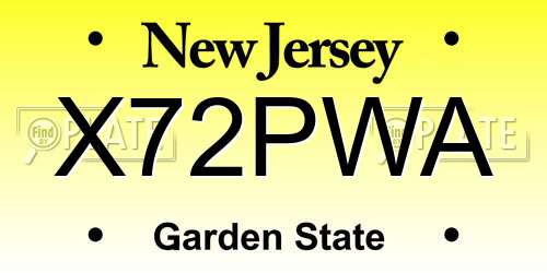 X72PWA New Jersey License Plate