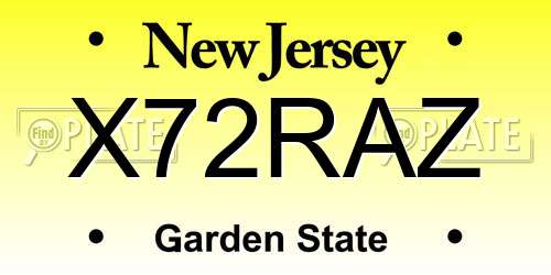 X72RAZ New Jersey License Plate