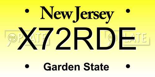 X72RDE New Jersey License Plate
