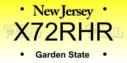 X72RHR New Jersey License Plate