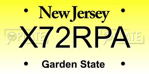 X72RPA New Jersey License Plate
