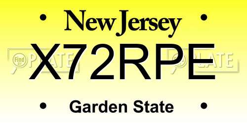 X72RPE New Jersey License Plate