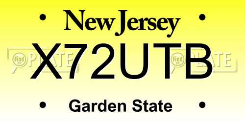 X72UTB New Jersey License Plate