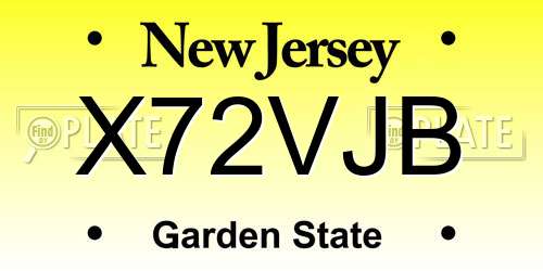 X72VJB New Jersey License Plate