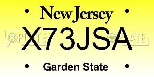 X73JSA New Jersey License Plate
