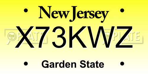 X73KWZ New Jersey License Plate