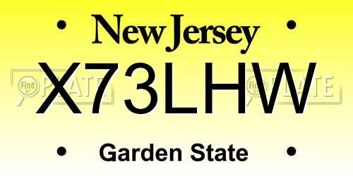 X73LHW New Jersey License Plate