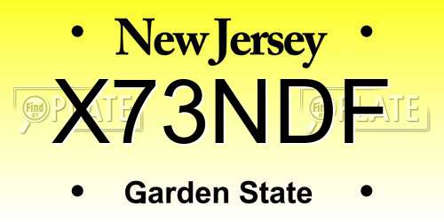 X73NDF New Jersey License Plate