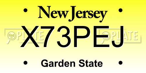 X73PEJ New Jersey License Plate