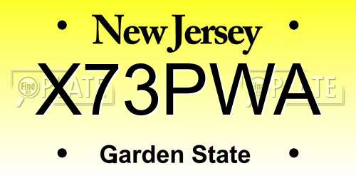 X73PWA New Jersey License Plate