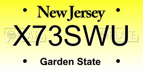 X73SWU New Jersey License Plate