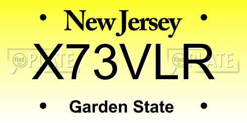 X73VLR New Jersey License Plate