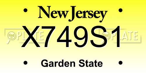 X749S1 New Jersey License Plate