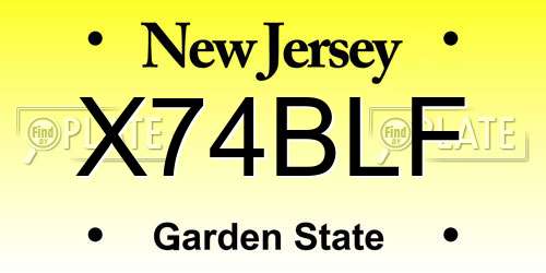 X74BLF New Jersey License Plate