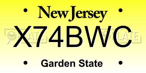 X74BWC New Jersey License Plate