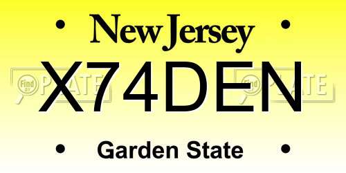 X74DEN New Jersey License Plate