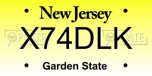 X74DLK New Jersey License Plate
