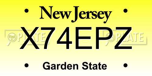 X74EPZ New Jersey License Plate