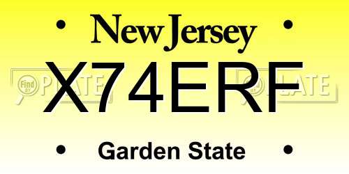 X74ERF New Jersey License Plate