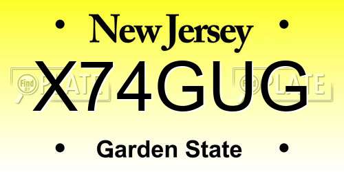 X74GUG New Jersey License Plate