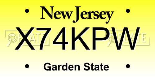 X74KPW New Jersey License Plate