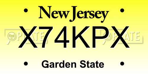 X74KPX New Jersey License Plate